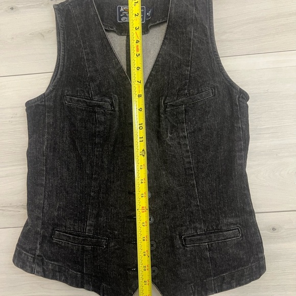 Vintage American Living by Ralph Lauren Black Denim Vest Sz M Y2K Bikercore - Picture 6 of 7